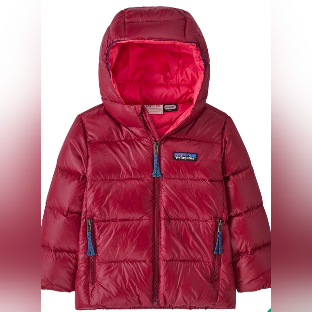 PATAGONIA, Hi-Loft Down Sweater Hoodie - Infants', Wax Red, Size 6 Months